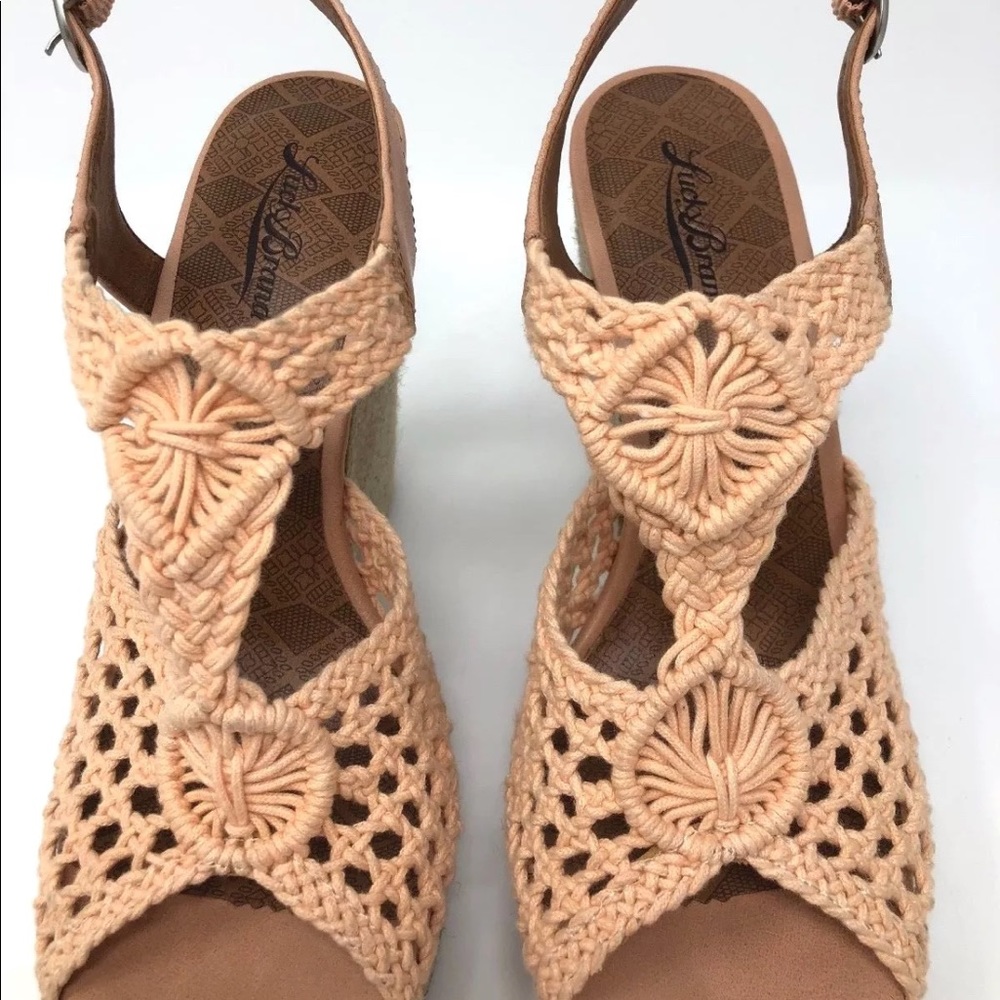 LUCKY BRAND Crochet Wedge Strap Heels Espadrilles - Picture 3 of 8